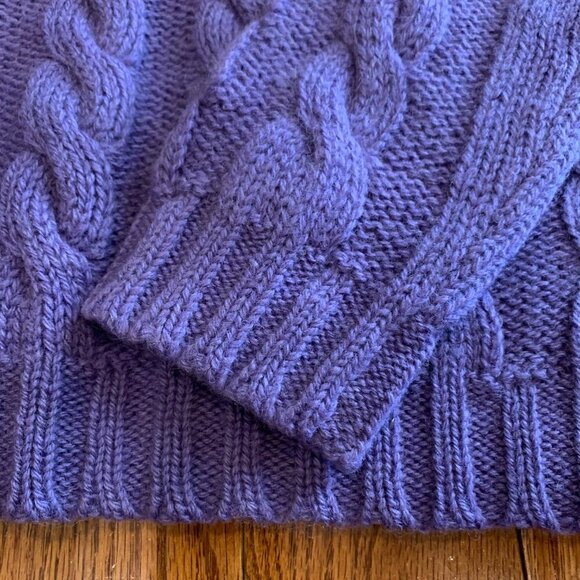 Brooks Brothers Cable Knit Shetland Wool Vintage Sweater Size Medium Purple - Picture 10 of 16